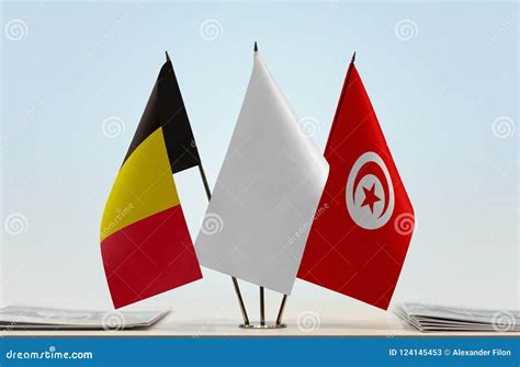 Drapeaux De La Belgique Et De La Tunisie Image Stock Image Du