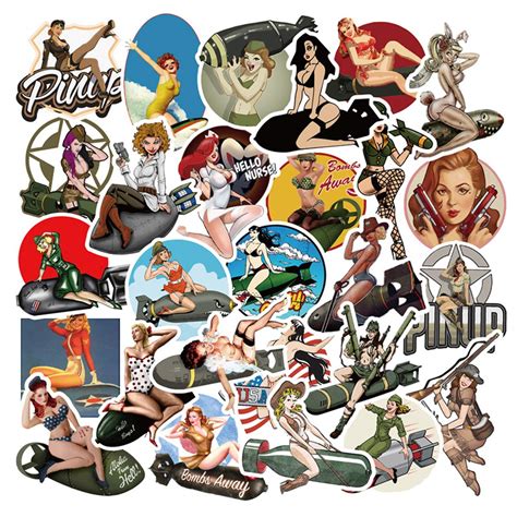 Buy 50pcs Pin Up Girl Stickers For Laptop Water Bottle Luggage