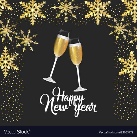 Happy New Year With Champagne Glass Royalty Free Vector