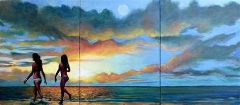 Balanço Sunrise triptych Painting by Geoff Greene Painting Triptych