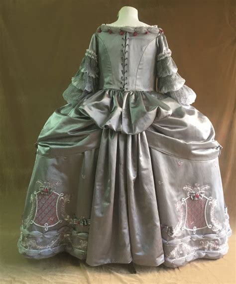1700 Costume Mantua Marie Antoinette Rococò Etsy Grey Satin Dress