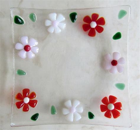 Check spelling or type a new query. Fused Glass Plate, Red, Pink, White Flowers, Floral Dish ...