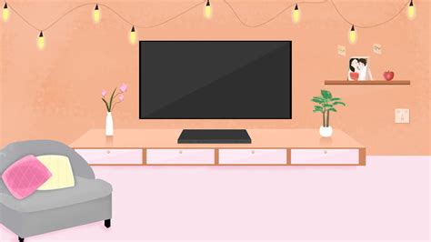 Mixed Color Cartoon Living Room Background Material Illustration Mix