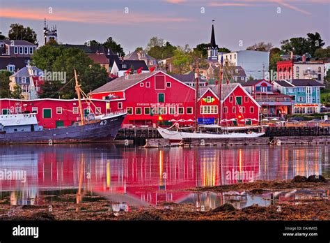 Fisheries Museum Of The Atlantic And Town Of Lunenburg At Sunset