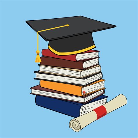 Graduation Cap On Top Of Book Stack And Certificate Scroll 13094716