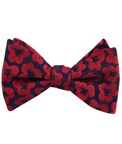 Red Poppy Floral Self Bow Tie Remembrance Flower Self Tied Bowtie Au Otaa