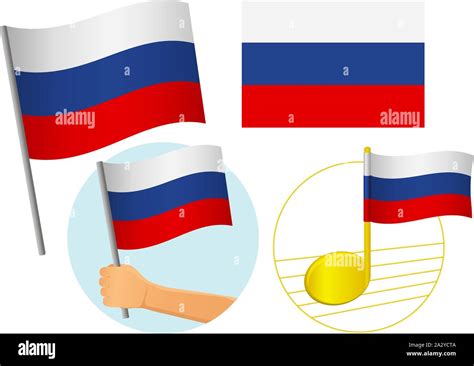 Russia Flag Icon Set National Flag Of Russia Vector Illustration Stock