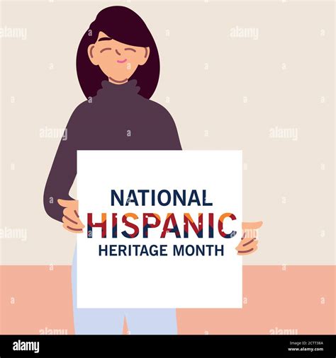 National Hispanic Heritage Month With Latin Woman Cartoon Design