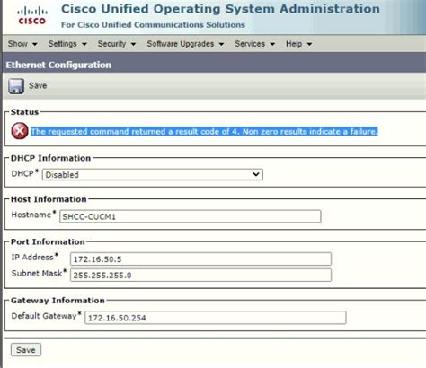 Solved Chnage Default Gateway Of Cucm In Os Administration Cisco