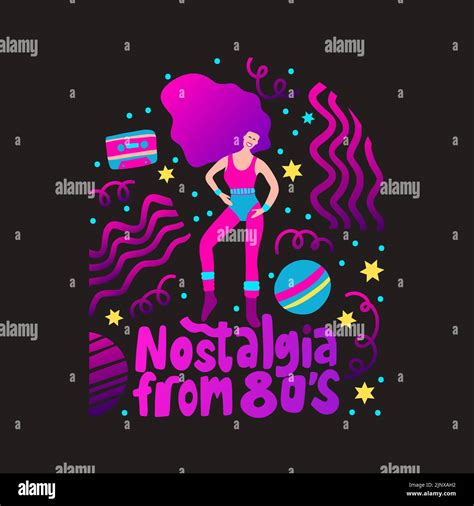 Disco Party 70s 80s Woman Dance Retro Night Party Poster Aerobic Fashion Stock Vector Image