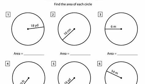 worksheet area of a circle