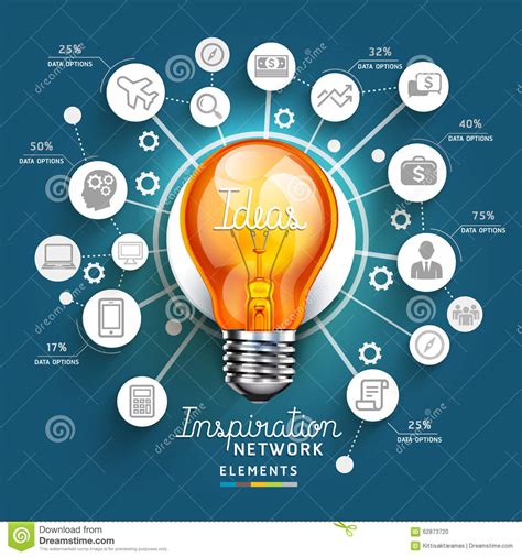 Light Bulb Ideas Concept Template Stock Vector Illustration Of