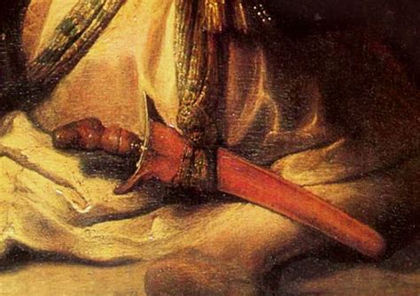 Rembrandt Samson And Delilah Detail 1628 Oil On Oak Detail Sword