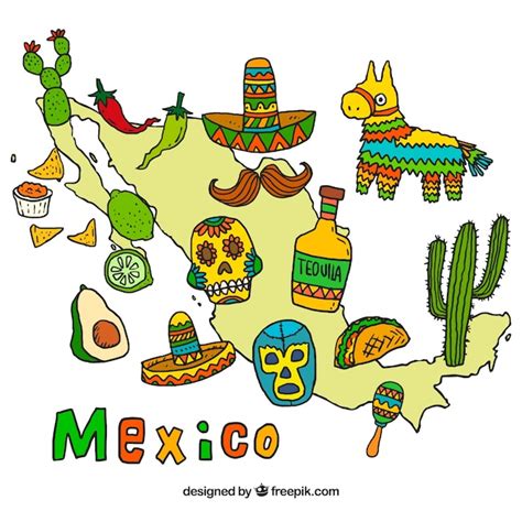 Mapa De México Hecho A Mano Vector Gratis