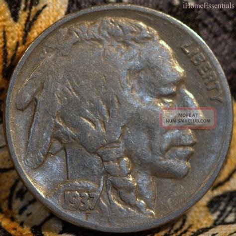 5 Cents 1937 Buffalo Nickel Indian Head Ef Remarkable Filler Or