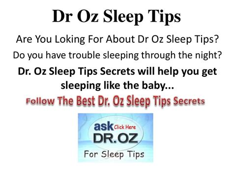 Dr Oz Sleep Tips By Drozsleep Via Slideshare