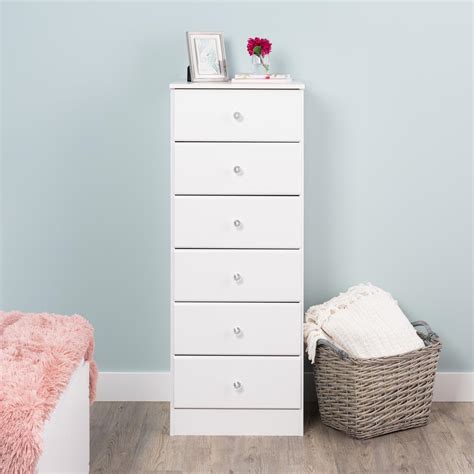 It's contemporary design and clean lines will complement any decor. Astrid 6-Drawer Tall Chest, Crystal White