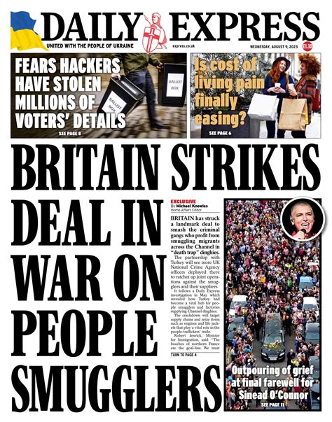 Daily Express Front Page 9th Of August 2023 Tomorrows Papers Today