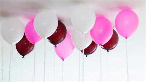 Balloons In Crimson Pink And White By Laura Stolfi White Balloons