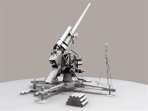 German 88mm Artillery 3d Model Maya Files Free Download Cadnav
