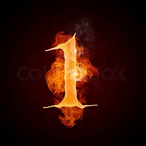 Fire Number 1 Isolated On Black Background Stock Photo Colourbox