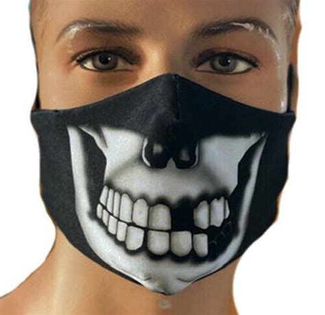 Half Skulls Bones Print Reusable Washable Face Covering Masks