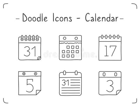 Calendar Doodle Vector Icon Drawing Sketch Illustration Hand Drawn