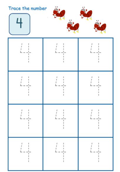 Worksheet On Number 4 Free Pre Kindergarten Number Four Worksheet Pdf