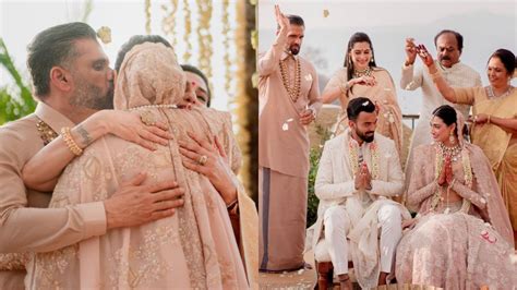 athiya shetty kl rahul wedding suniel shetty plants a kiss on daughter s cheek ahan shetty