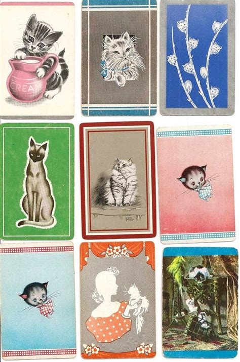 Vintage 1930s 1950s Cat Kitty Trading Playing Swap Cards Gladys