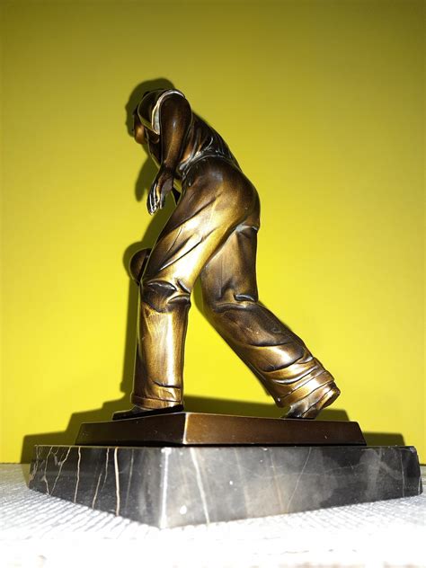 Bowling Man Bronze Marble Vintage Sculpturelarge Bronzed Etsy