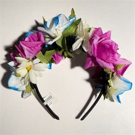 Claires Accessories New Claires Floral Tiara Pink White Blue