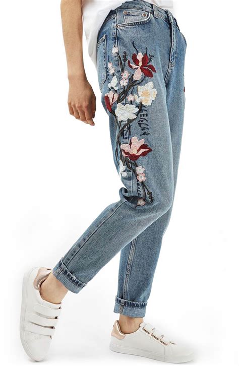 Topshop Mom Embroidered Jeans Nordstrom Embroidered Mom Jeans