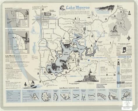 Lake Monroe Indiana Map Vintage Map