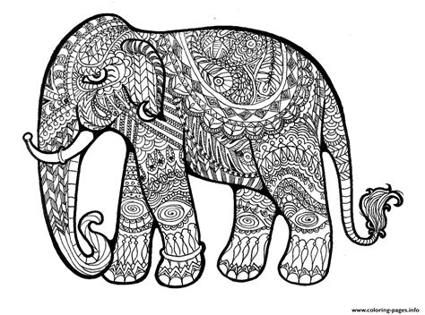 Elephant Complex For Adults Print Out Hard Coloring Pages Printable