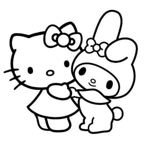 Hello Kitty With My Melody Coloring Page Download Print Or Color