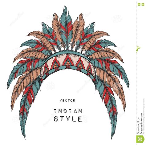 Native American Indian Colored Chief Red And Black Roach Indian Feather Headdress Of Eagle