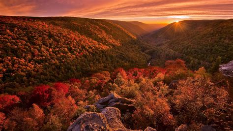 Wallpaper Beautiful Autumn Landscape Mountains Forest Sunset