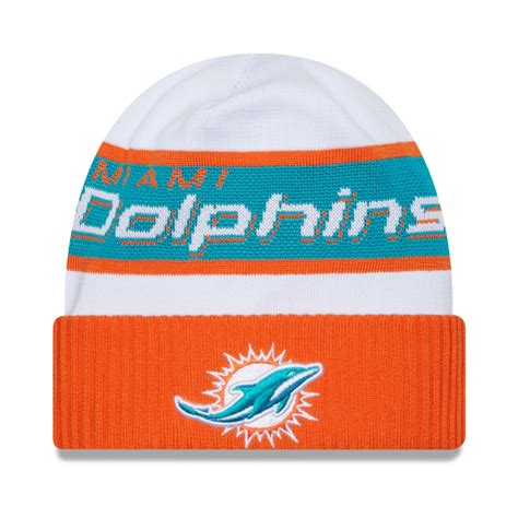 New Era Nfl Sideline Tech Knit Beanie Miami Dolphins Mens Beanies