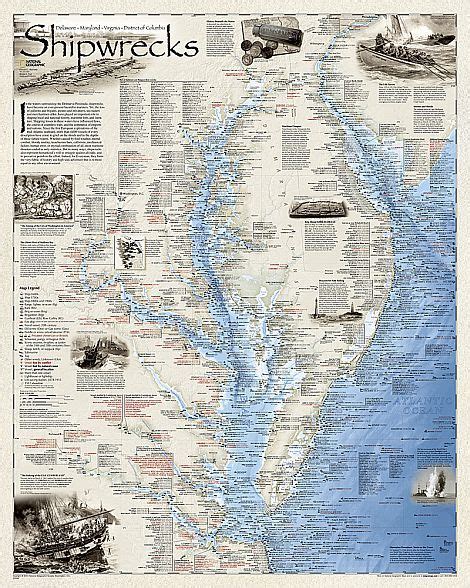 National Geographic Shipwreck Maps Bella Terra Maps Delmarva