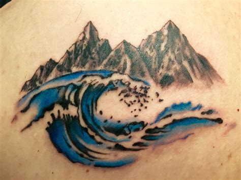 Mountain And Wave Tattoo Waves Tattoo Body Art Tattoos Wave Tattoo