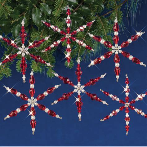 Nostalgic Christmas Beaded Crystal Ornament Kit Ruby Snowflakes