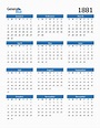 1881 Calendar (PDF, Word, Excel)