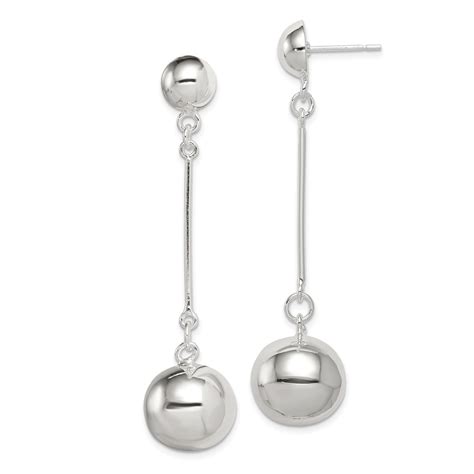 14mm Polished Ball Dangle Earrings In Sterling Silver Ebay