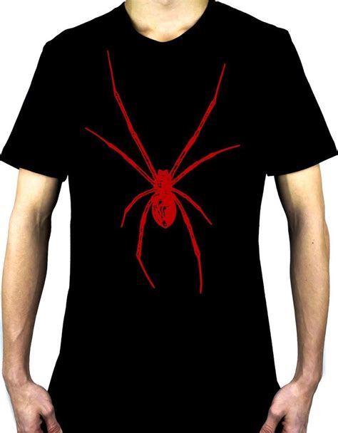 Red Print Black Widow Spider Mens T Shirt Halloween Horror In 2019 T