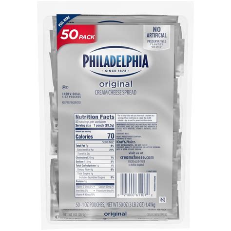 Philadelphia Original Cream Cheese Spread Individual Pouches 1 Oz