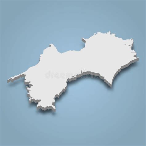 3d Isometric Map Of Shikoku Is An Island In Japan Stock Vector