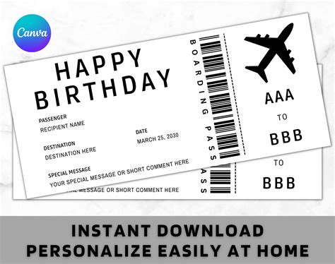 Editable Boarding Ticket Template Printable Boarding Pass Template Surprise Trip T Airline