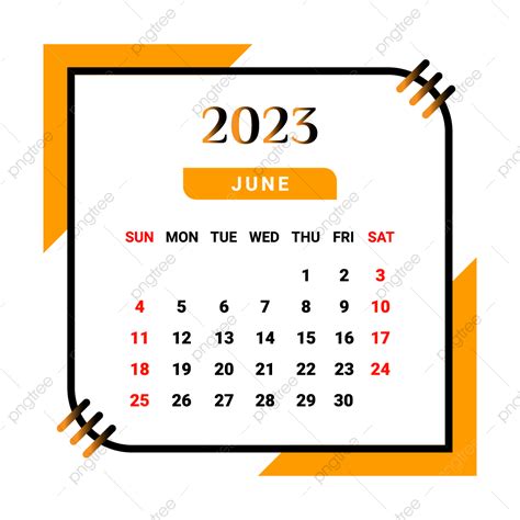 Calendar June 2023 Vector Art Png 2023 June Month Calendar With Black