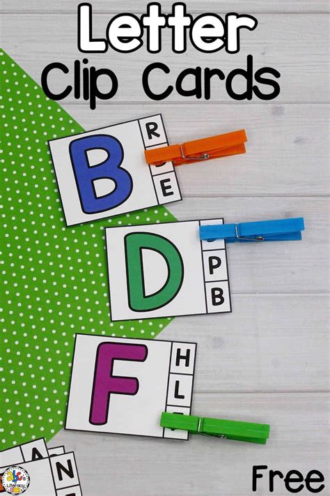 Letter Clip Cards With The Letters B And F On Them